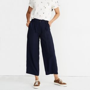 New Madewell Pleated Drapey High-Waist Pants Navy